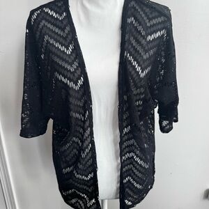 Maurices Black Open-Front Lace Shrug